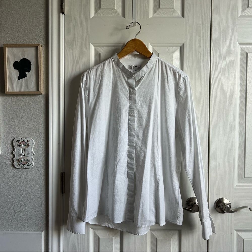 classic white long sleeve button down clergy shirt